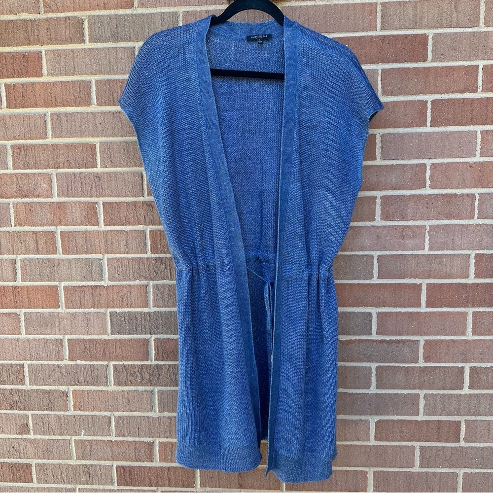 Lafayette 148 New York Blue Open-Front Cardigan size Large